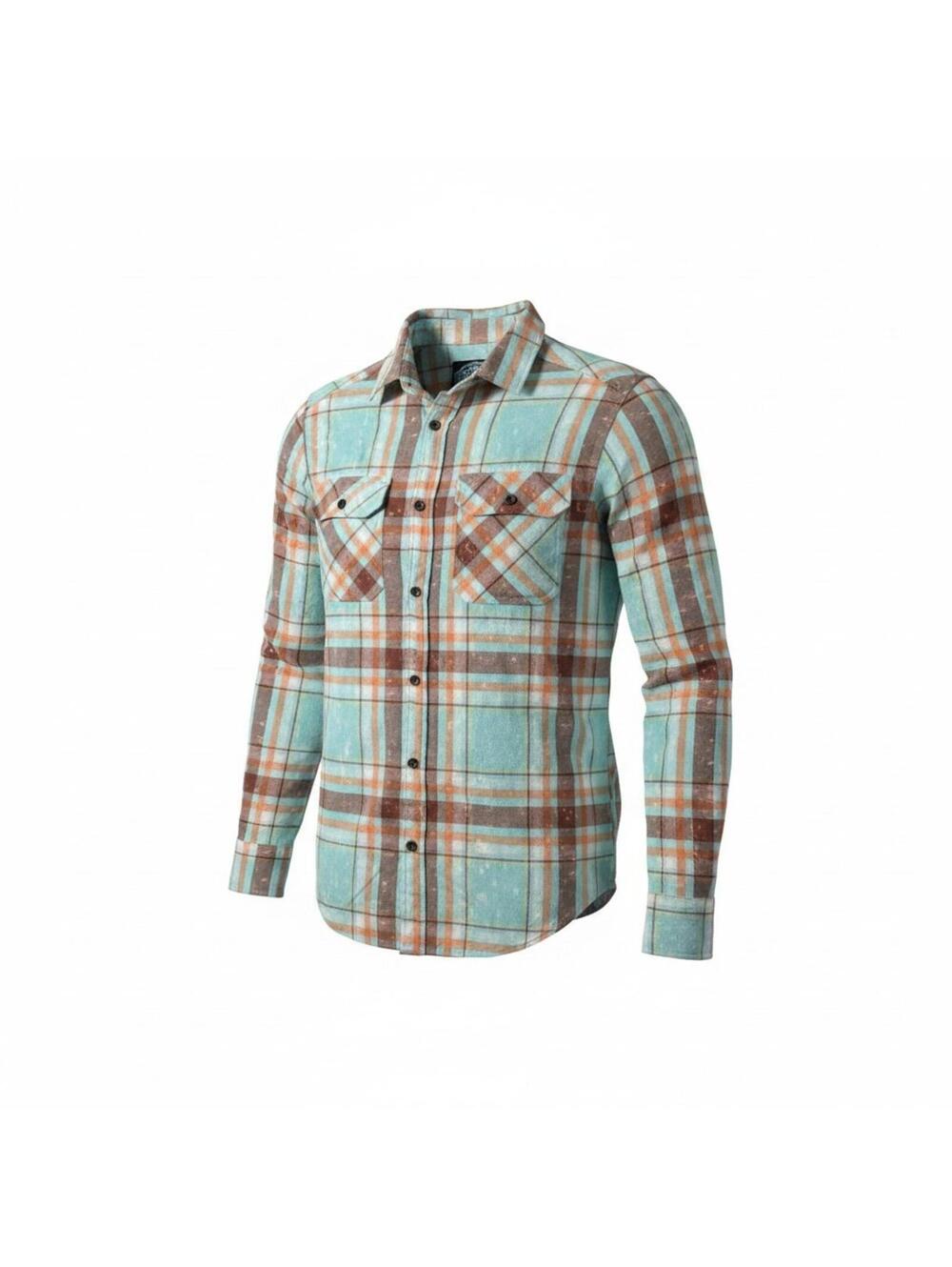 Angry Minnow Vintage Distressed Plaid Flannel Shirt Teal Orange Men's Size M
